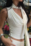 Draped Cinched Strap-Detail Cropped Top