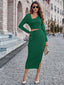 Asymmetric Neck Waist Cutout Knotted Dress Green black jasper casual dress casual dresses Clothes cocktail dresses dress dresses kakaclo long dress midi dresses