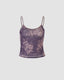 Lace Polyester Cami Top with Floral Details