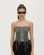 Corset-Style Polyester Top with Strap Details