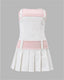 Pleated Polyester Dress with Strapless Neckline