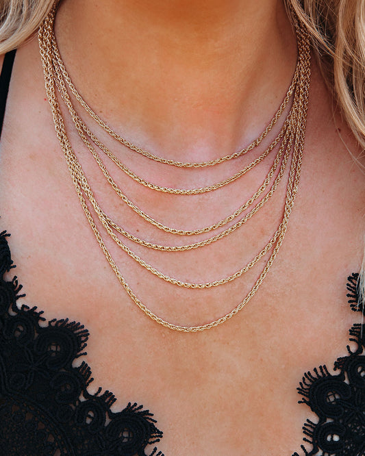 Turnout Layered Chain Necklace - Gold