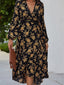 Vintage-Inspired Printed Dress with Long Sleeves