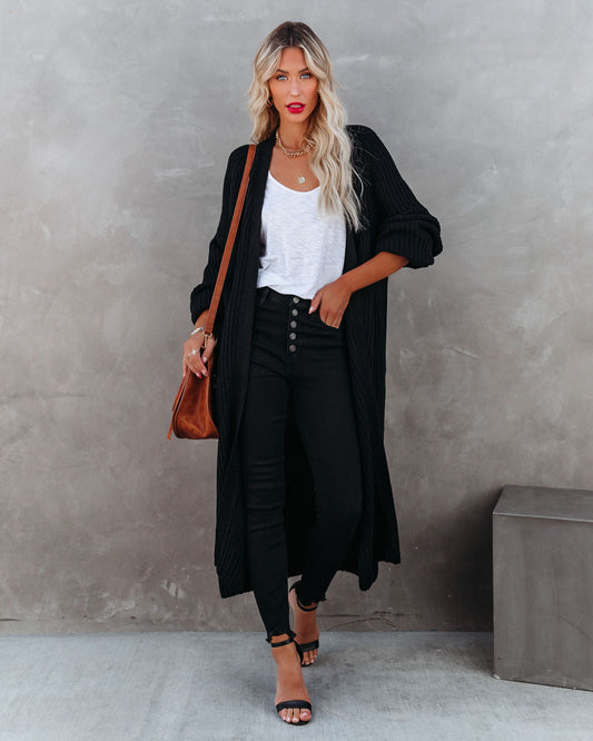 Black Your Own World Duster Knit Cardigan