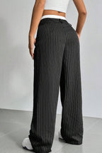 Striped High-Rise Panelled Straight-Leg Pants