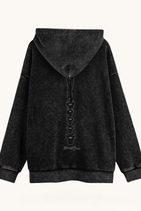Skull-Graphic Cotton Hoodie with Raglan Sleeves