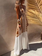 Panelled Printed Maxi Dress with A-Line Shape