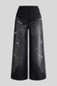 Wing-Graphic Rhinestone-Detail Wide-Leg Jeans