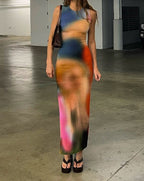 Ombré Maxi Dress with Slit Detail