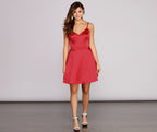 Satin Dress with V-Neckline