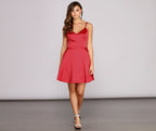 Satin Dress with V-Neckline