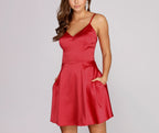 Satin Dress with V-Neckline