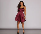 Satin Dress with V-Neckline