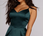 Satin Dress with V-Neckline