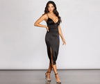 Satin Midi Dress with Lace-Up Details