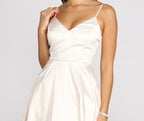 Satin Dress with V-Neckline