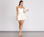 Satin Dress with V-Neckline