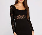 Lace Mini Dress with Crepe Texture