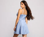 Satin Dress with V-Neckline