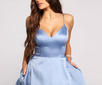 Satin Dress with V-Neckline