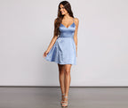 Satin Dress with V-Neckline
