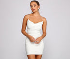 Avery Formal Heat Stone Cowl Neck Mini Dress - Lady Occasions