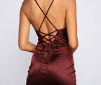 Satin Midi Dress with Lace-Up Details