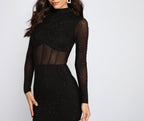 Mesh Mini Dress with Mock Neckline