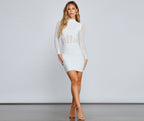 Mesh Mini Dress with Mock Neckline