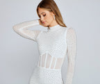 Mesh Mini Dress with Mock Neckline