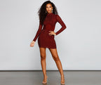 Mesh Mini Dress with Mock Neckline