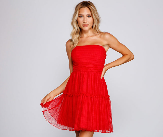 Cecilla Formal Pleated Tulle Party Dress - Lady Occasions Main image