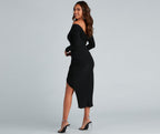 Midi Dress with Off-Shoulder Neckline