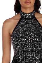 Mesh Button-Detail Mini Dress