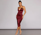 Satin Midi Dress with Lace-Up Details