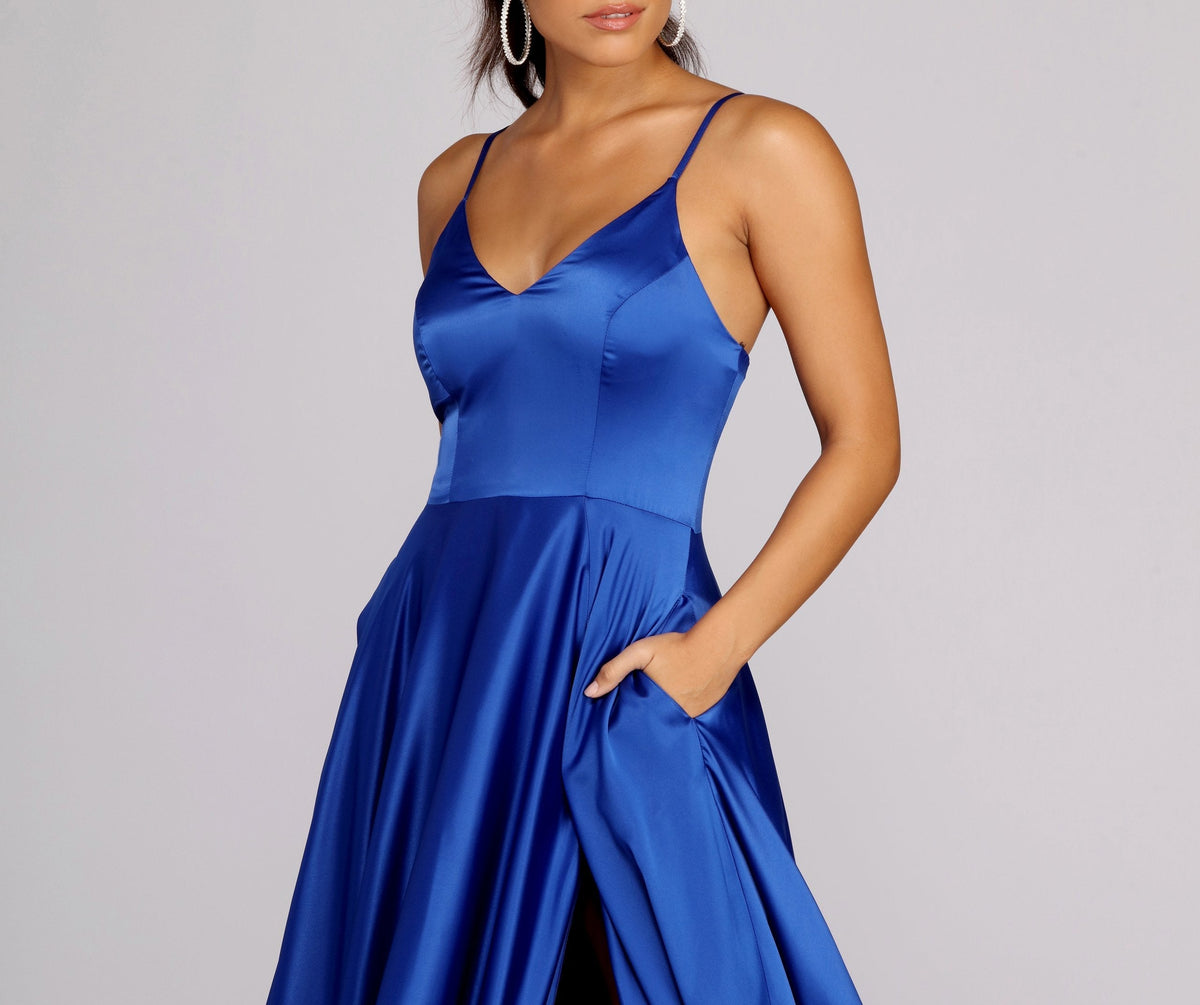 Satin High-Slit Maxi Dress