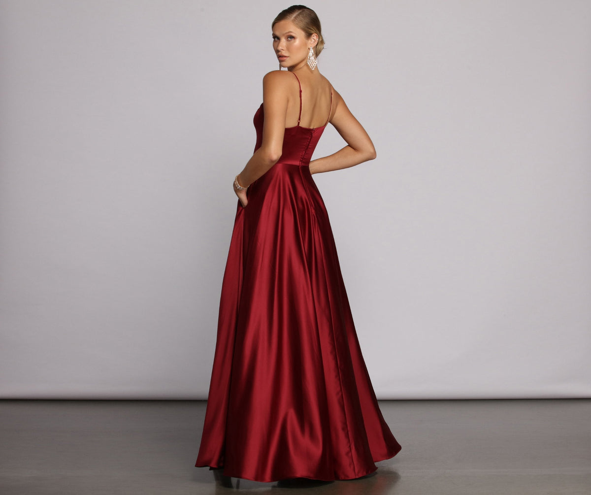 Satin High-Slit Maxi Dress