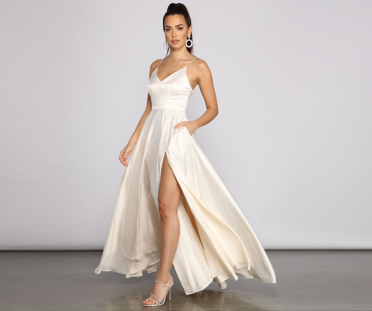 Satin High-Slit Maxi Dress