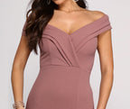 Off-Shoulder Crepe Maxi Gown with Ruching