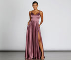 Satin High-Slit Maxi Dress