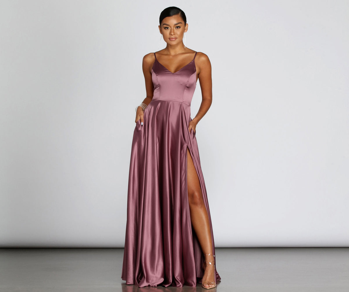 Satin High-Slit Maxi Dress