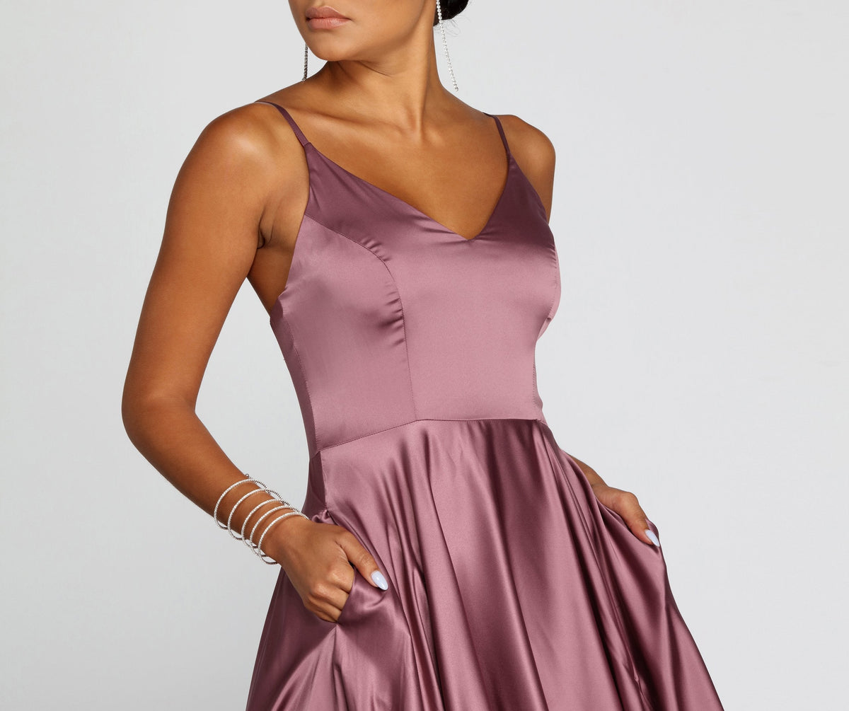 Satin High-Slit Maxi Dress
