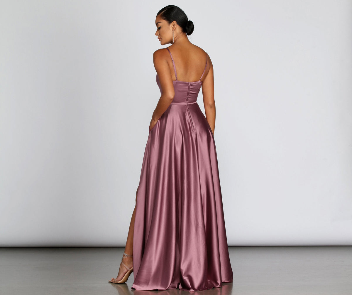 Satin High-Slit Maxi Dress