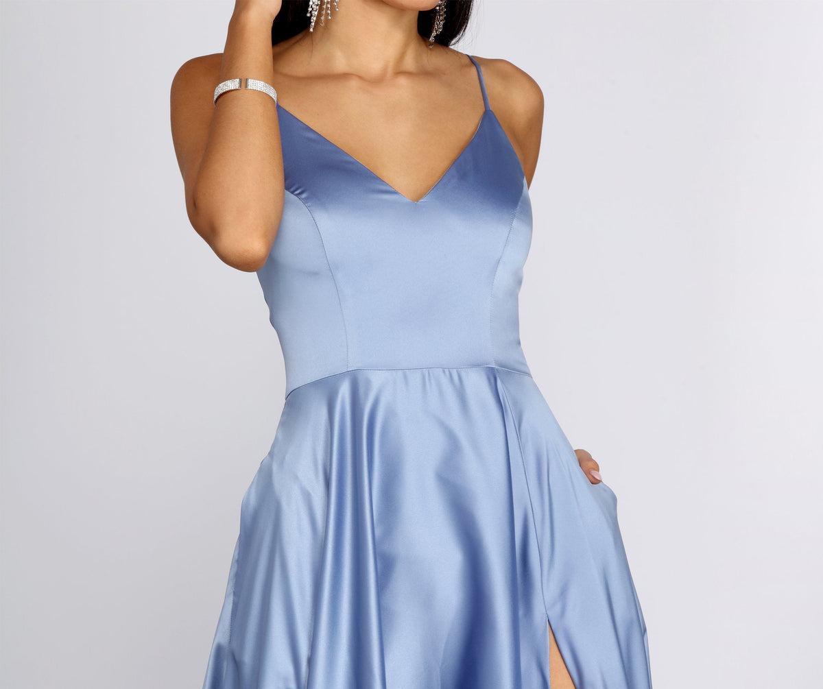 Satin High-Slit Maxi Dress