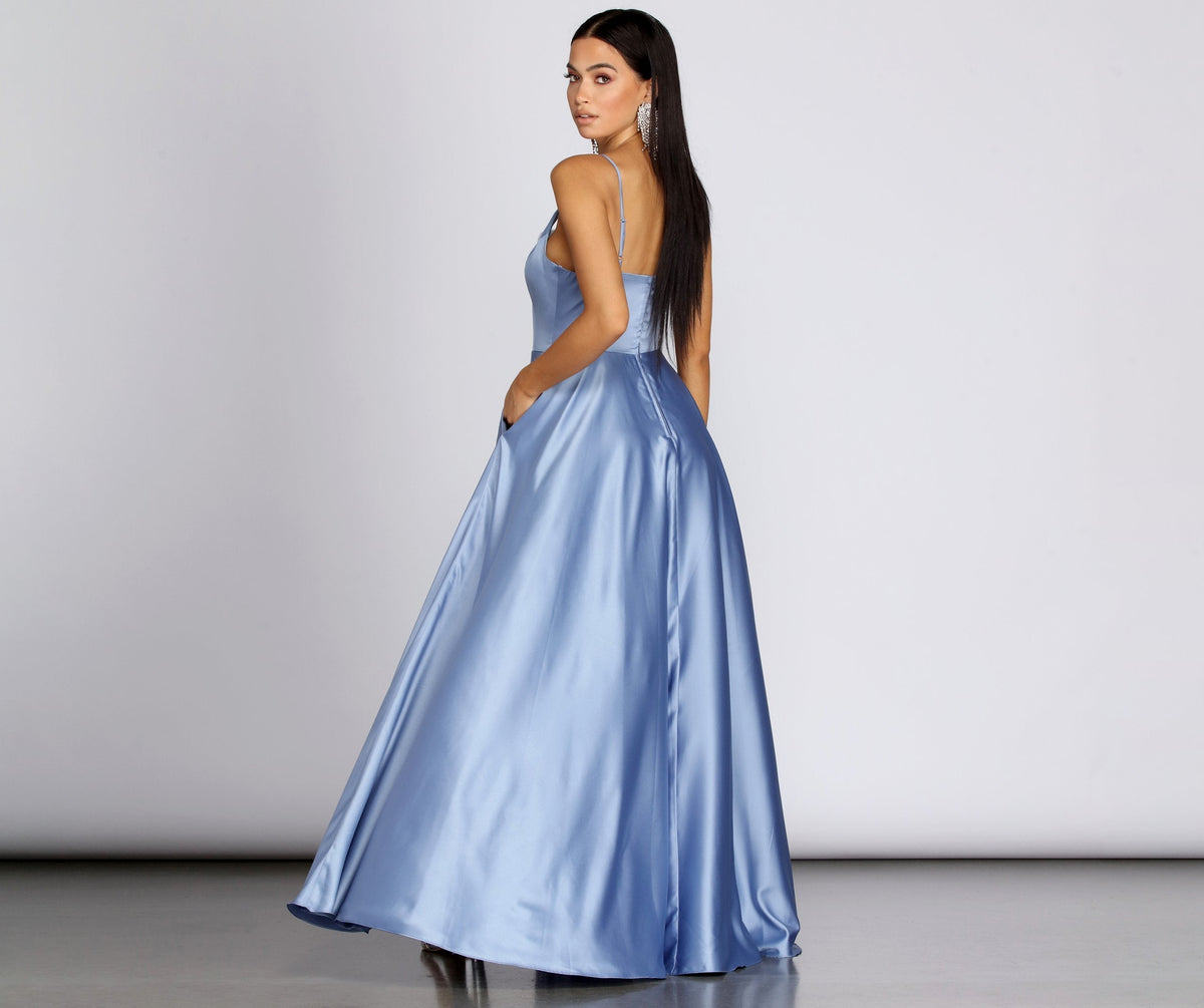 Satin High-Slit Maxi Dress