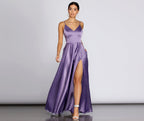 Satin High-Slit Maxi Dress
