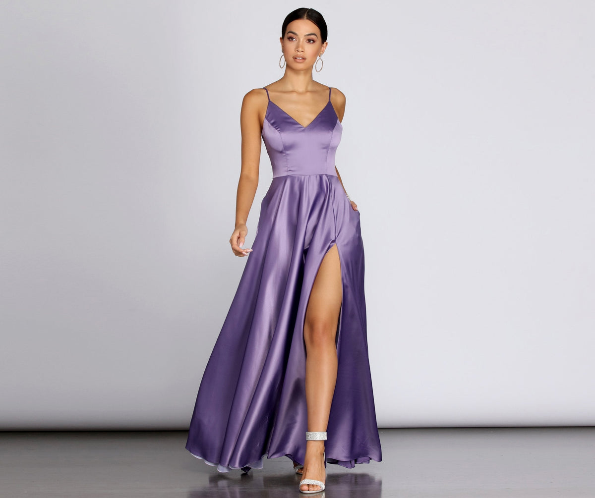 Satin High-Slit Maxi Dress