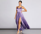 Satin High-Slit Maxi Dress