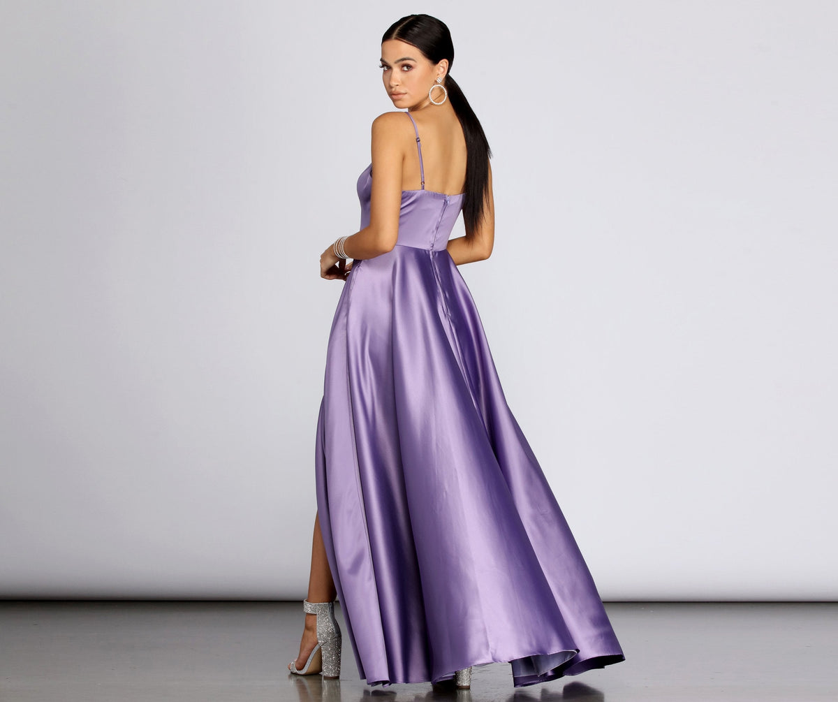 Satin High-Slit Maxi Dress
