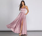 Satin High-Slit Maxi Dress